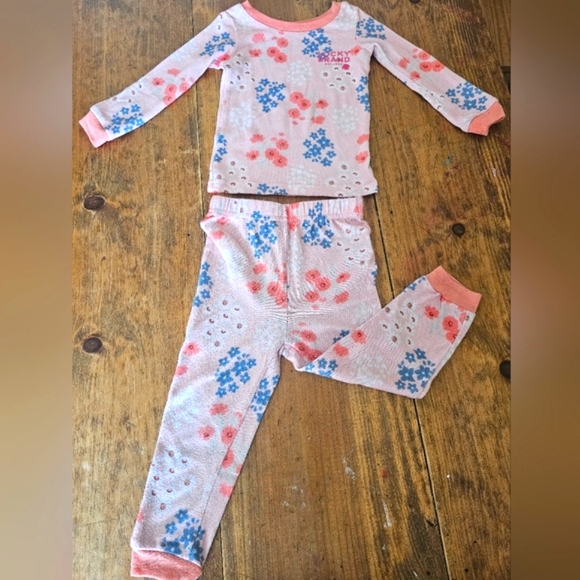 Lucky Brand Peach & Blue Floral Long-Sleeve Crewneck Tee & Pajama Pants - Picture 1 of 10